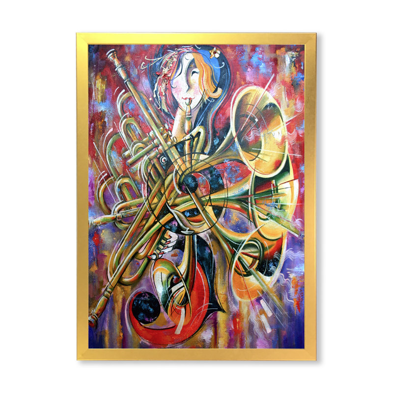 Impression abstraite multicolore sur toile - Bohème et éclectique, impression sur toile, Toile à cadre d'angle fermé doré