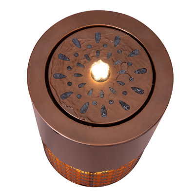 20.87"H Brown Metal Cutout Outdoor Water Fountain with LED Lights