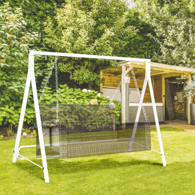 Cadre de balançoire en métal robuste de couleur blanche, capacité de 528 lb, pour le support de la véranda du patio