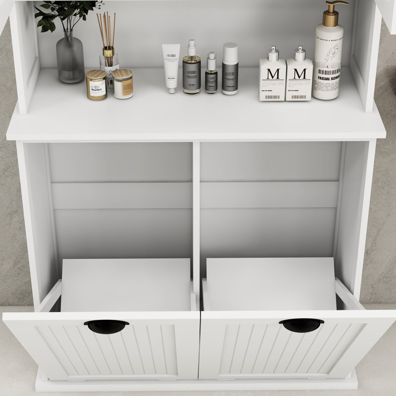 Armoire à linge avec deux compartiments - blanc et fonctionnel, White