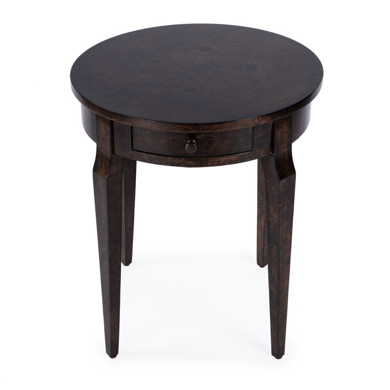 Archer 1 Drawer Burl Side Table, Dark 