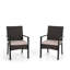 Chaise avec accoudoirs en rotin brun foncé Leonard