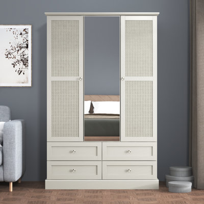 3 Door 4 Drawer Wardrobe With Mirror