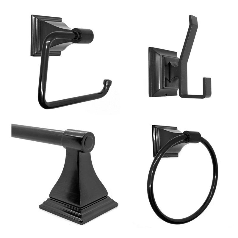 Leonard 4 - Piece Bathroom Hardware Set, Matte Black
