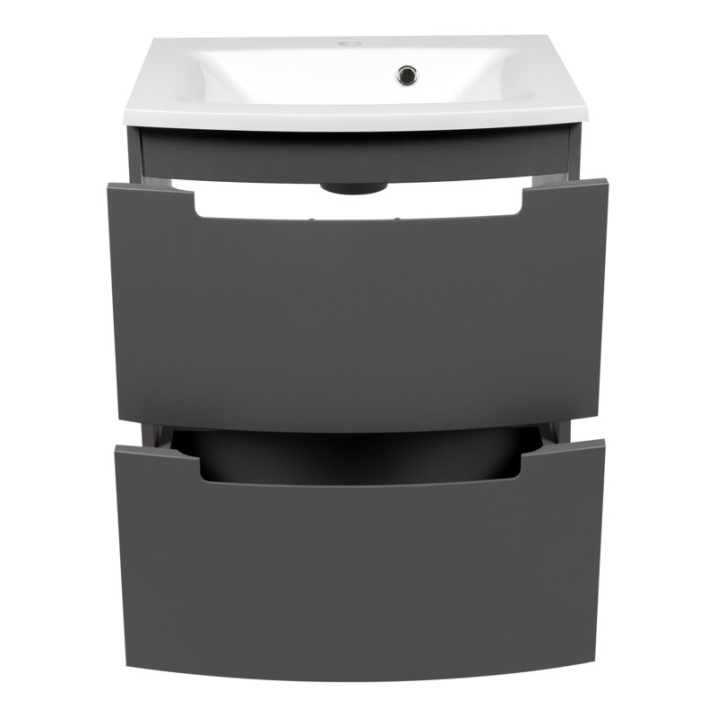 Pangburn 26.3'' Single Bathroom Vanity with Acrylic Top with Mirror, Grey Matt