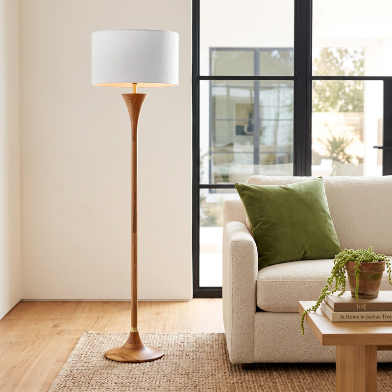 Remmy 60 " Traditional Floor Lamp, Natural/Antique Brass