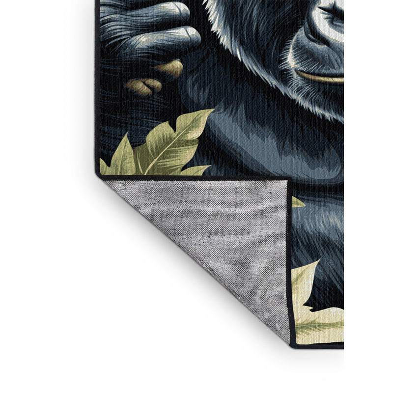 Washable Mountain Gorilla Wildlife Area Rug, Rectangle 7' x 10'