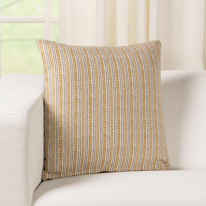 Oreiller en plumes Skywalk, Feather, Carré 22 po, Safran rayé