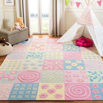 Tapis jaune / rose / bleu / gris / vert Claro