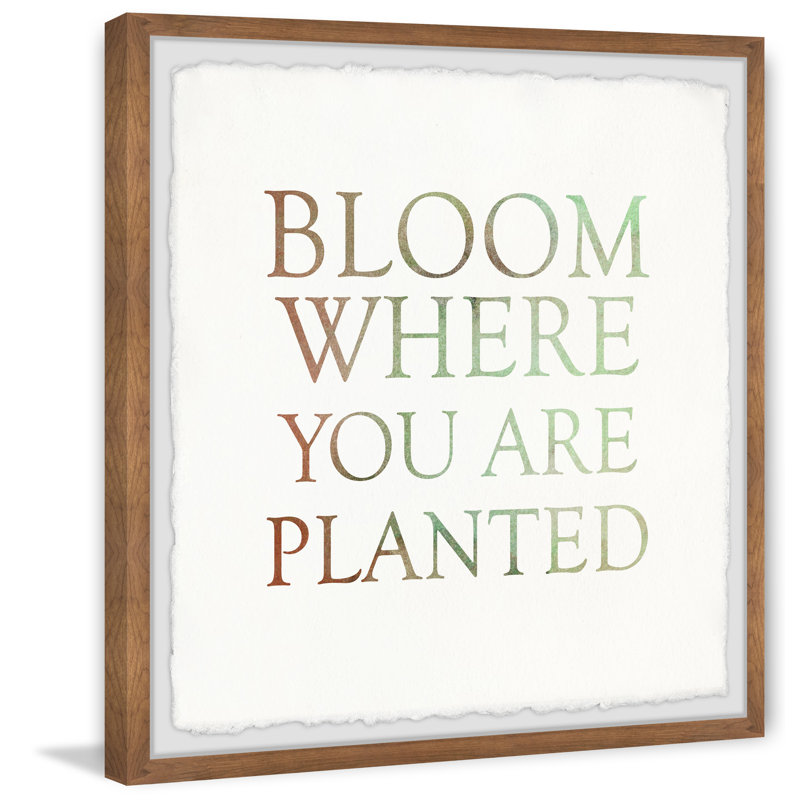 « Bloom where you are planter II », reproduction d’art textuel sur papier, H 12 po x l 12 po x P 1,5 po
