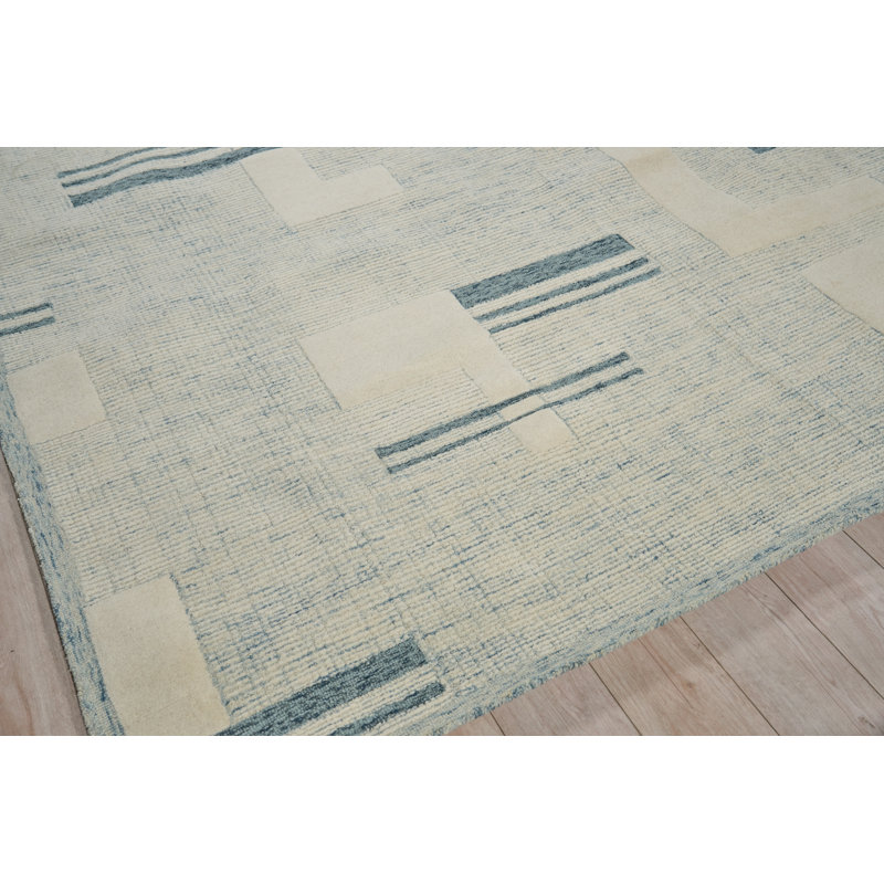 Nicada hand-tufted New Zealand Wool Blue/Ivory Area Rug, 10'X14'
