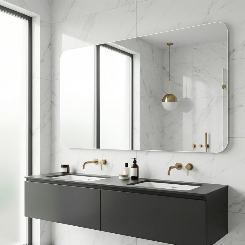 30x40 Inch  Bathroom Vanity Mirror - Frameless, Wall-Mounted, Anti-Corrosion & Rust-Resistant, Durable Vanity Mirror for Modern Bathroom Decor