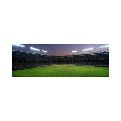 Spectators Watching A Baseball Match In A Stadium, Wrigley Field, Chicago, Cook County, Illinois, USA - Wrapped Canvas Panoramic Print
