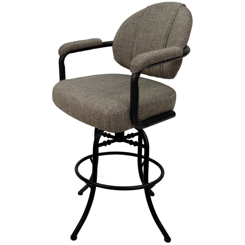 Tabouret de bar et de comptoir pivotant Shrestha, Tissu noir / cadre cacao Plumley