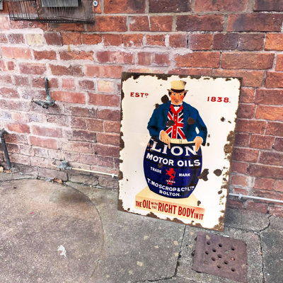 Justas Lion Motor Oil - Metal Reproduction Wall Sign