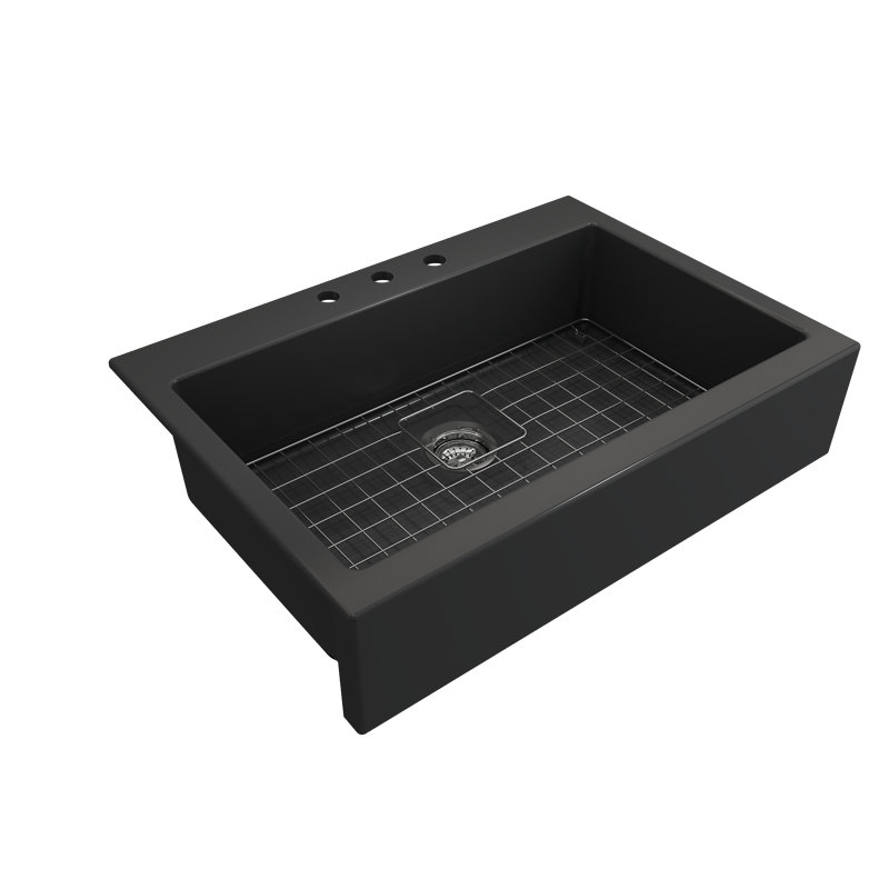 Nuova 34'' L Retro-fit Apron-Front Kitchen Sink, Dark Gray