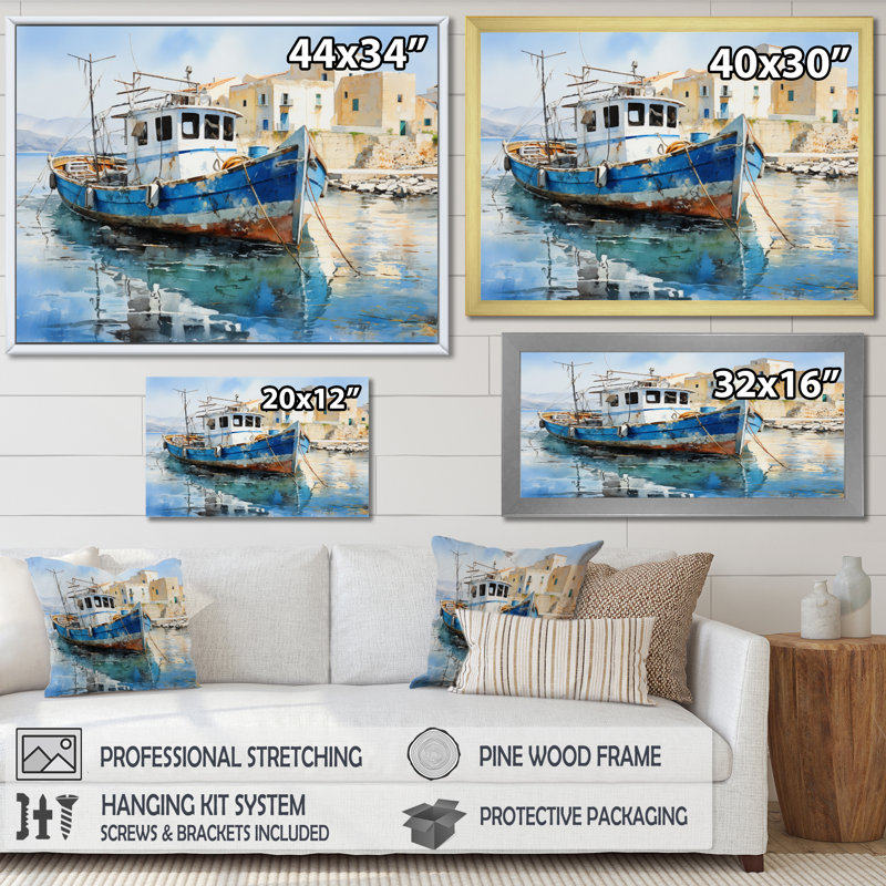 Millbrae, Grèce, île grecque, odyssée III - impression, Cadre flottant doré, H 34 po x l 44 po x P 1,5 po
