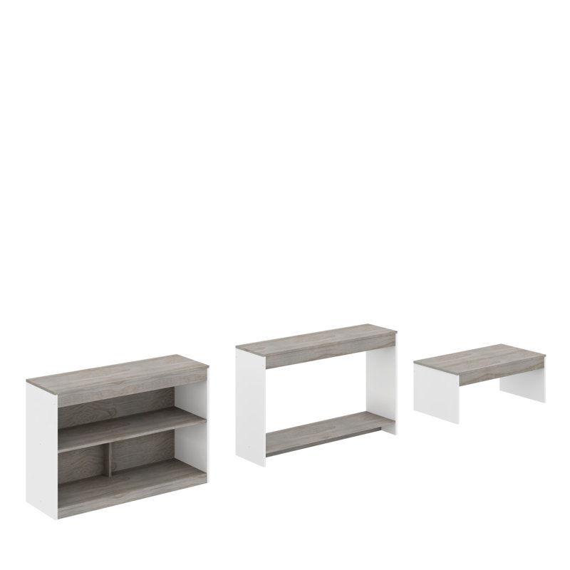 39" Grey And White Solid Console Table