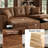 Upholstery Sleeper Sofa With Reversible Chaise,Brown Convertible Sofa Bed-1381715748
