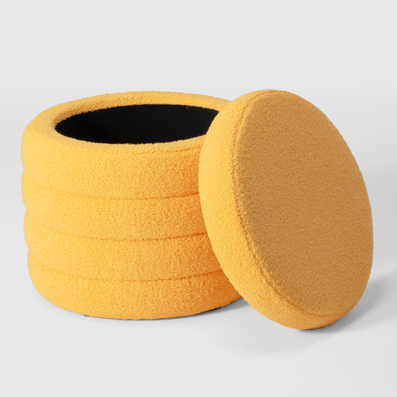 Bayville Swivel Chair With Round Storage Ottoman 2-Piece Set, Gold Polyester