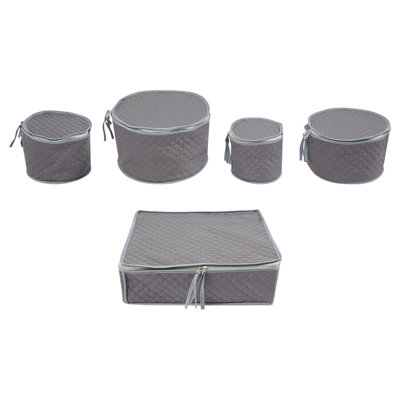 5 Pack Sturdy Plates and Dishes Storage Containers with Lids for Dinnerware