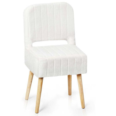 Faux Fur Chair with Backrest, Accent Chair White