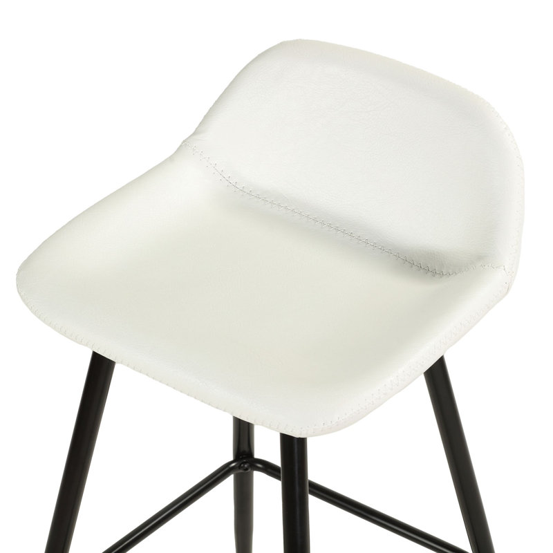 Iraiz Upholstered Counter Stool with Metal Frame, White 