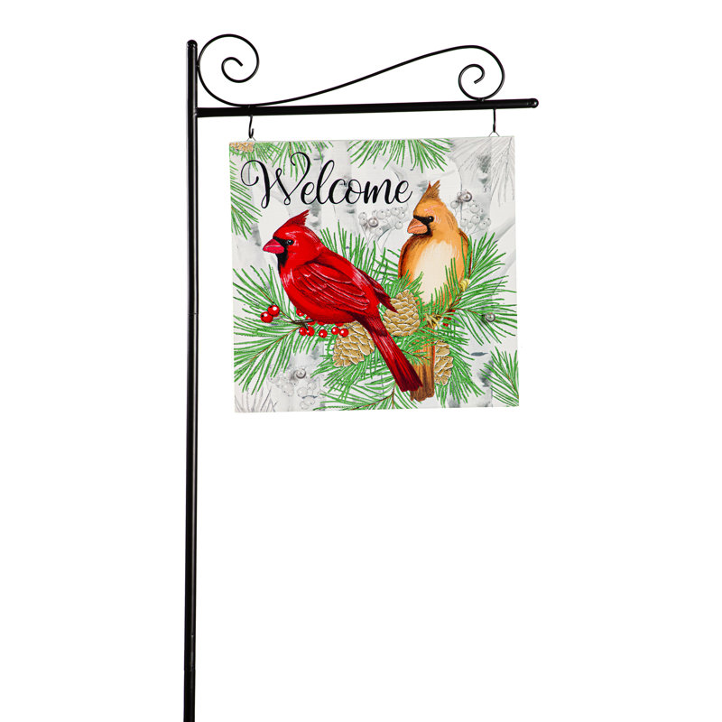 Winter Cardinal Couple Greeter avec piquet