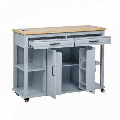 47" Kitchen Island With Extendable Dining Table