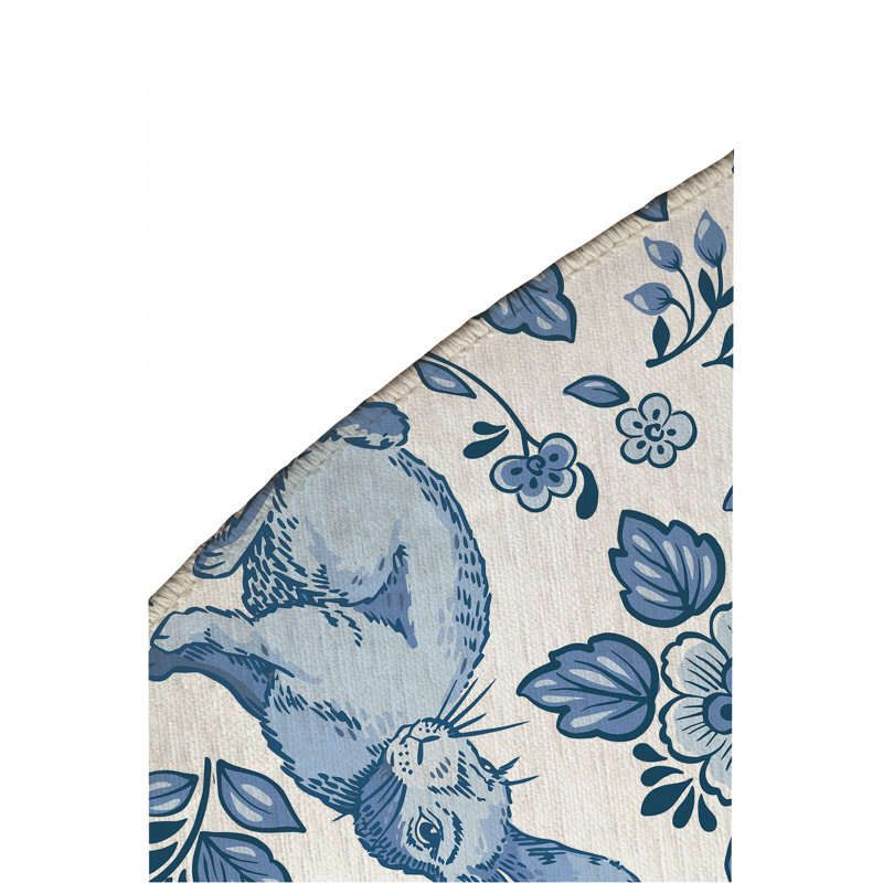 Tapis d'extérieur Bunny, Bleu, Rond 5 pi