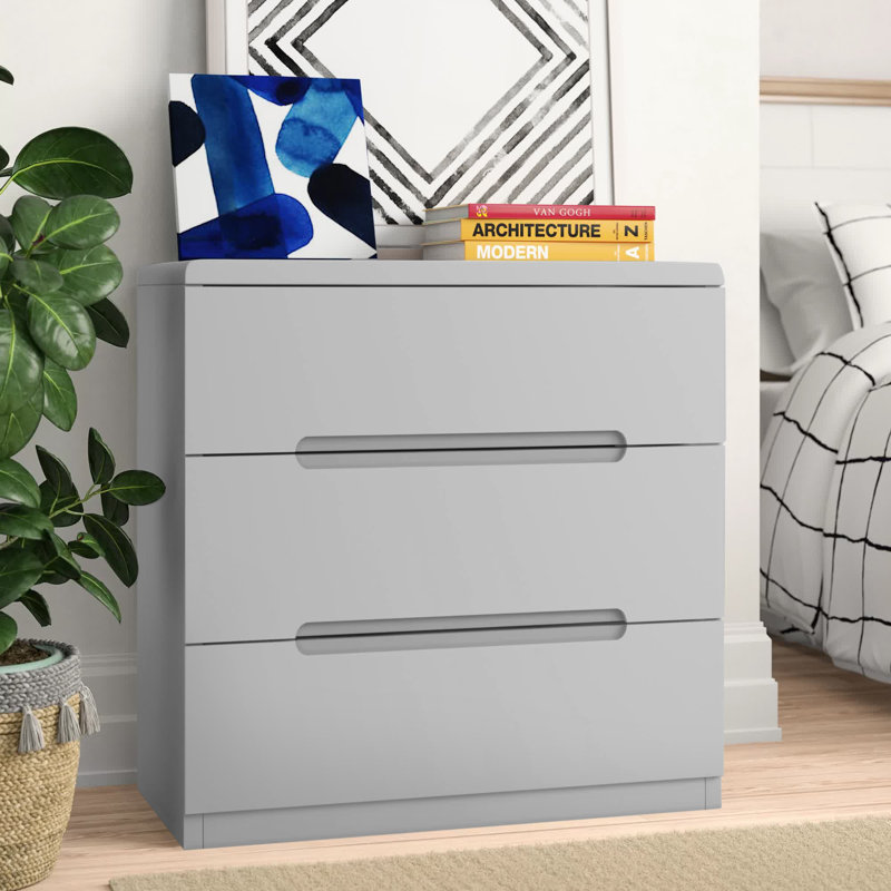 Meldrum 80cm W 3 - Drawer Chest of Drawers, Grey