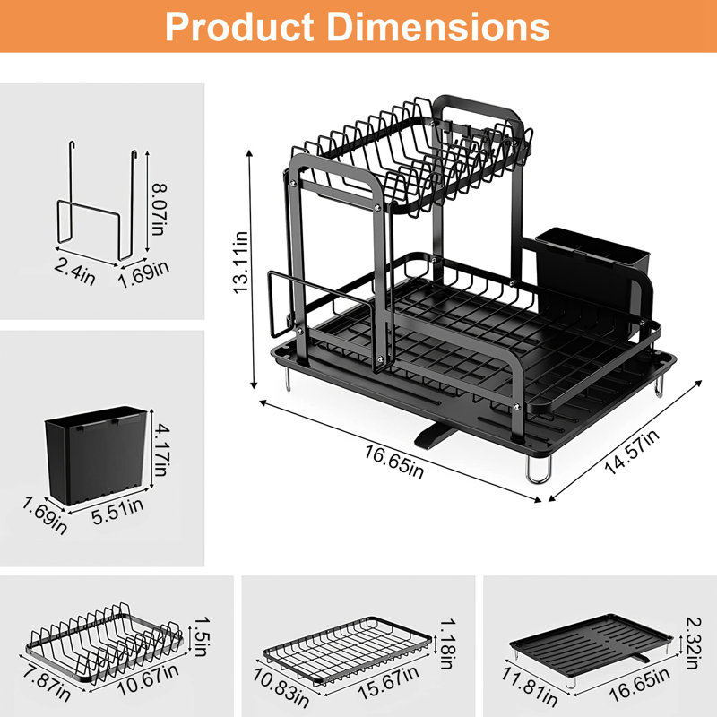 2-tier Dish Drying Rack For Kitchen Counter Space Saving Rustproof Dish Rack