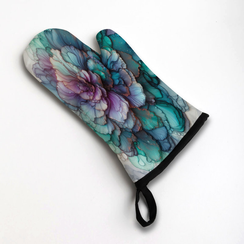 Iridescent Teal Flow Oven Mitt Cotton Twill