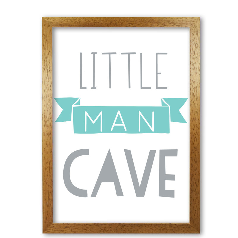Little Man Cave Banner - Print, Honey Oak Frame, 85 cm H x 60 cm W x 5 cm D
