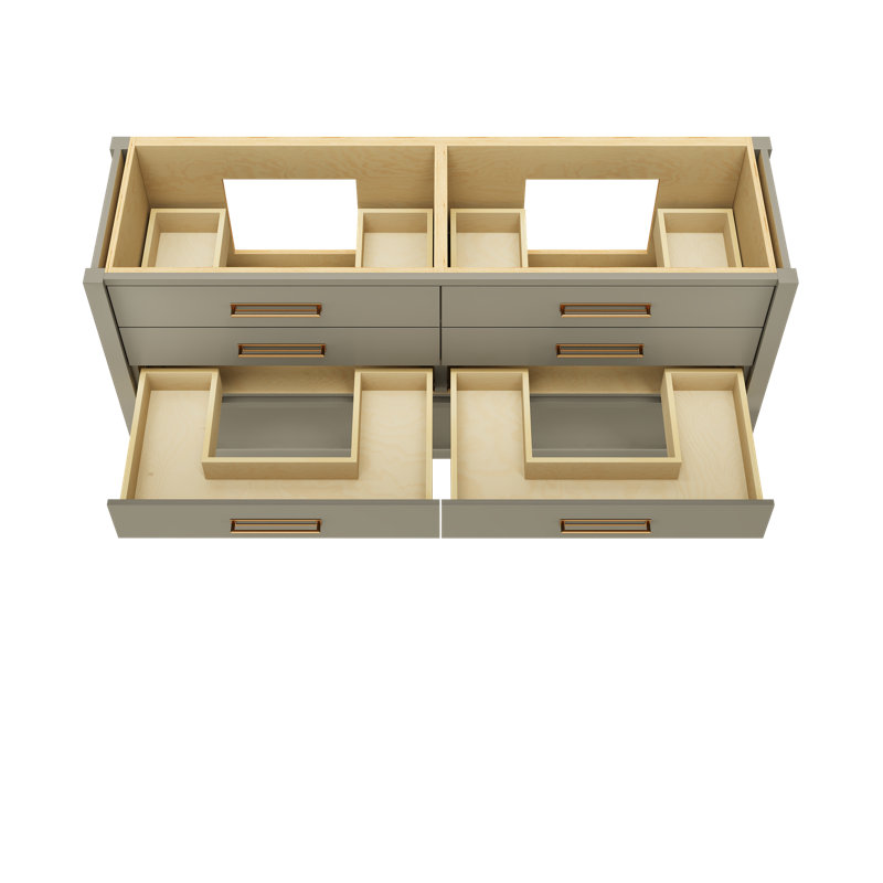 Kiawah Double Drawer Bath Vanity, French Olive, 72", Satin Gold