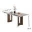 Table de salle à manger de 63 po en marbre moderne pour 4 à 6 personnes, plateau rectangulaire en faux marbre avec pieds en bois massif et base en métal en forme de U, table de salle à manger et de cuisine de luxe