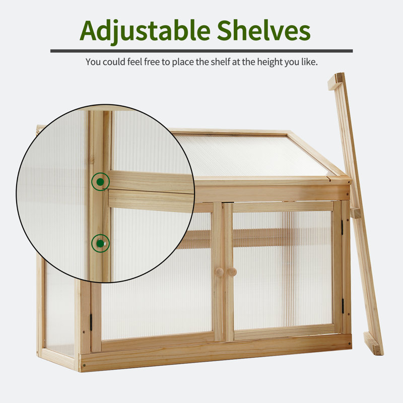Natural Fir Wood 2-Tier Cold Frame Garden Greenhouse