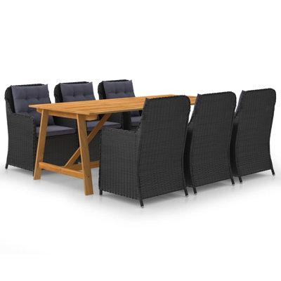 Ensemble repas 7 pièces Vidaxl - noir