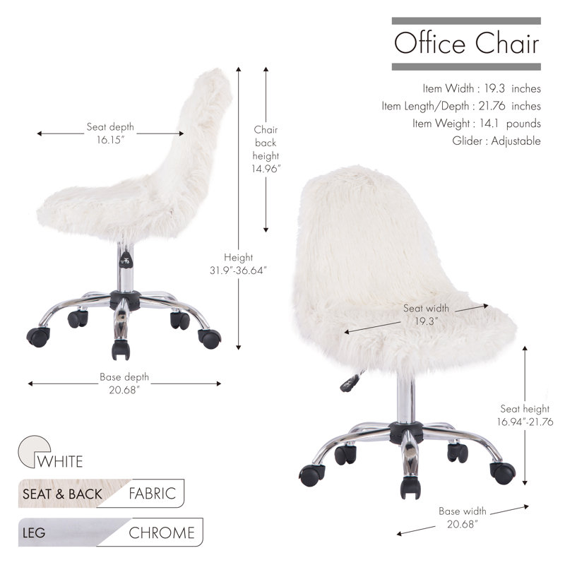 Faux Fur Office Chair, White