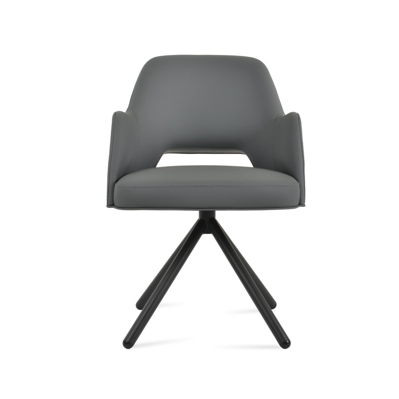 Marash Stick Swivel Arm Chair, Black, Dark Gray