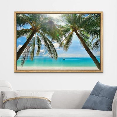 Art sur toile océan, palmiers tropicaux