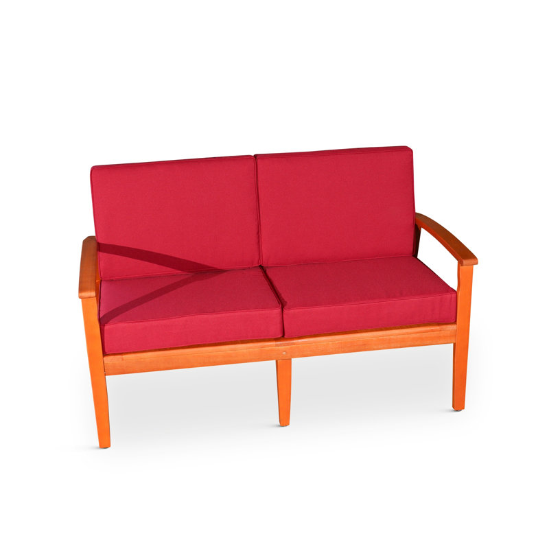 Causeuse eucalyptus avec coussins, huile naturelle, bourgogne