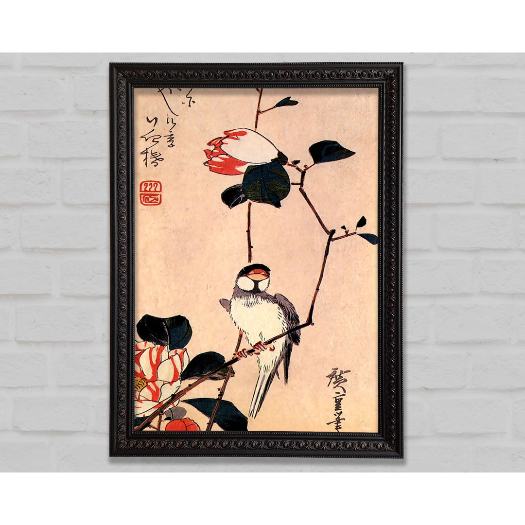 Hiroshige Java Spatz auf einem Magnolienzweig - Einzelner Bilderrahmen Kunstdrucke