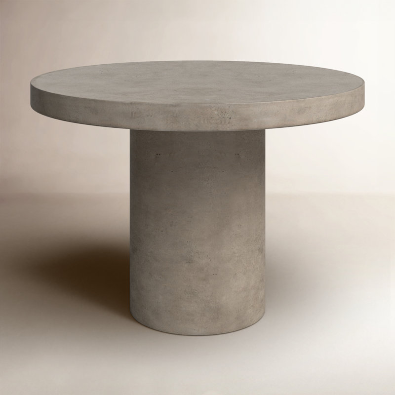 Kareen Concrete Pedestal Dining Table, Dark Grey, 60" Round  , Bar Table (41.75" Height)