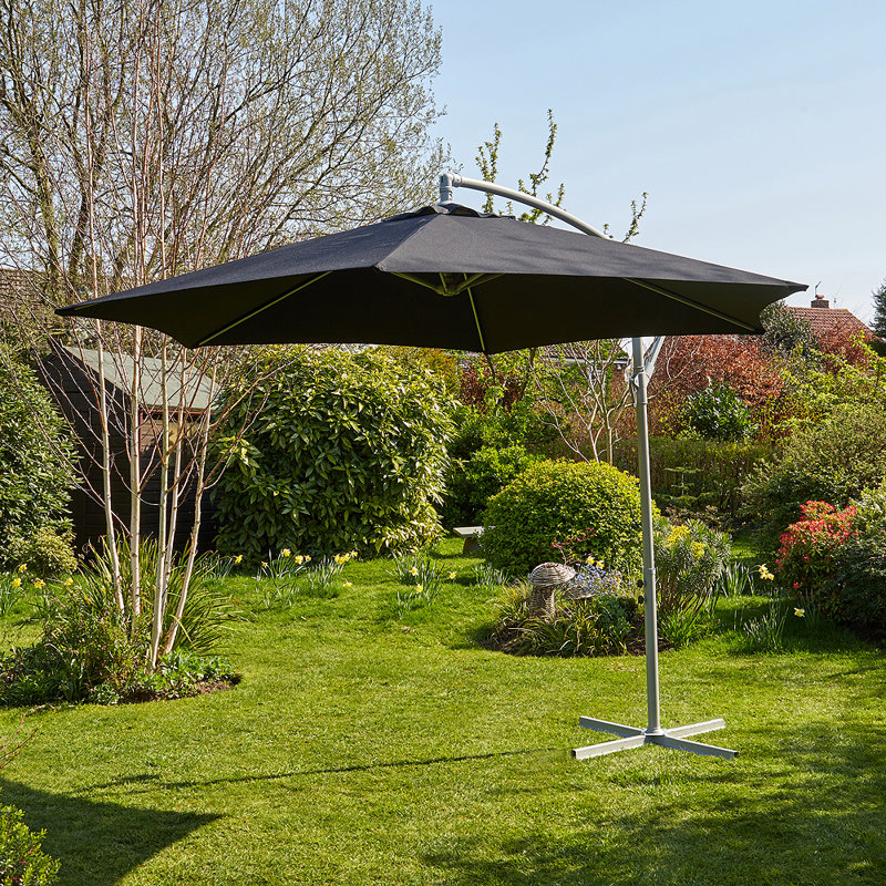 Gozo Aluminium 3m Overhanging Cantilever Vented Parasol, Black
