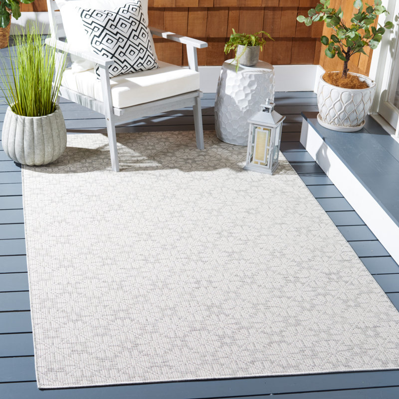 Gray and Ivory Geometric Hand-knotted Rectangular Rug