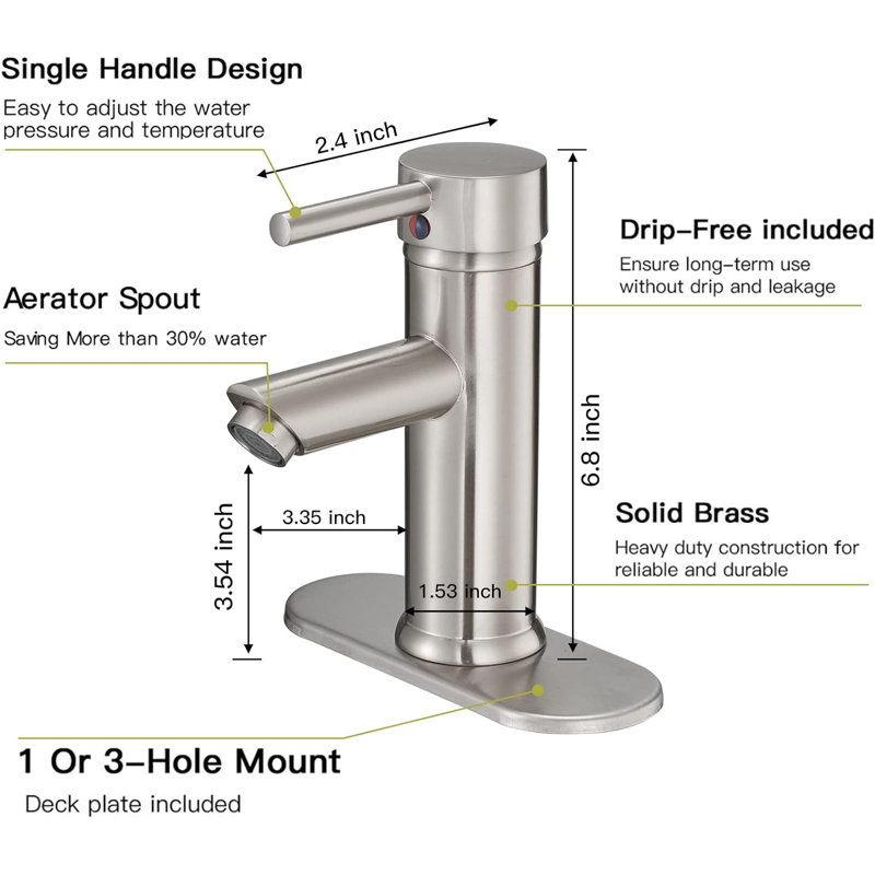 Single-handle Bathroom Faucet, Brushed Nickel