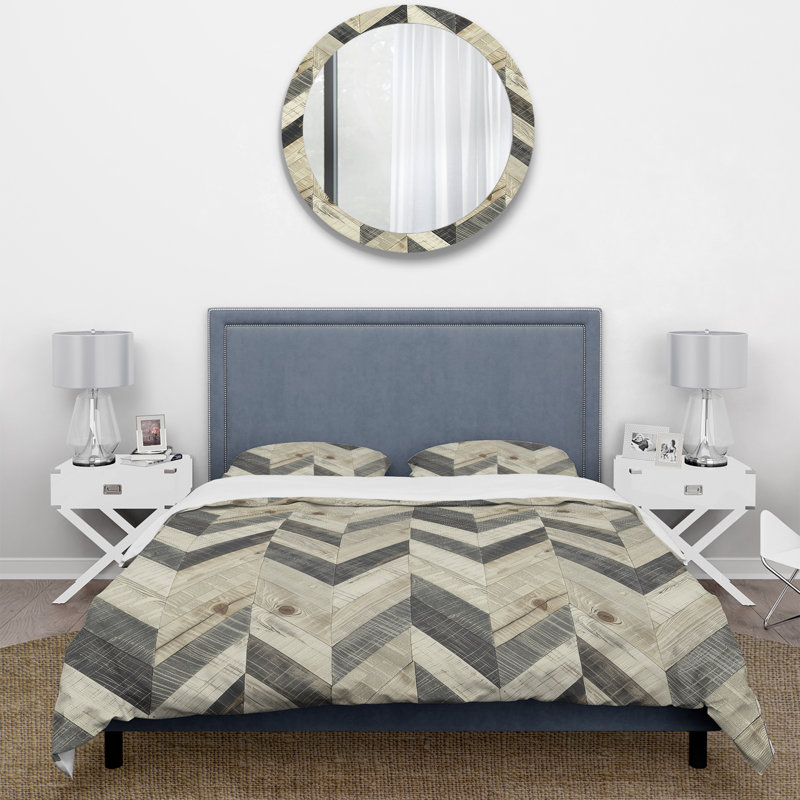Ensemble de housse de couette traditionnelle à chevrons gris III, Housse de couette très grand et 2 très grandes t
