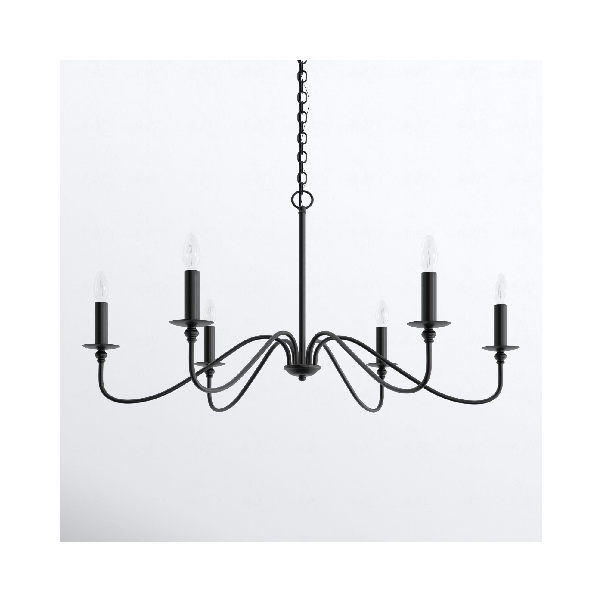 Ableton 6 - Light Candle Style Classic / Traditional Chandelier, 22" H x 42" W x 42" D, Matte Black