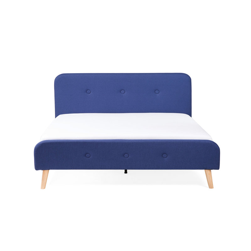 Upholstered Bed, 140 x 200cm, Dark Blue
